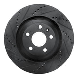 R1 05-11 Audi A6 Quattro Rear Left Drilled & Slotted Black Brake Rotor