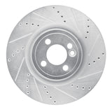 R1 13-13 Mini Cooper (Excl Clubman) Front Right Drilled & Slotted Silver Brake Rotor