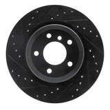 R1 06-15 BMW 335XI Rear Left Drilled & Slotted Black Brake Rotor