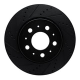 R1 17-25 Tesla Model 3 Front Left Drilled & Slotted Black Brake Rotor