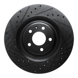 R1 2017-2025 Audi Q8 e-Tron Sportback Rear Left Drilled & Slotted Black Brake Rotor