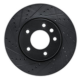 R1 03-18 Porsche Cayenne Left Front Drilled & Slotted Black Brake Rotor