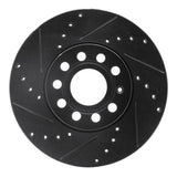 R1 05-25 Audi Q2 (Mexico) Front Left Drilled & Slotted Black Brake Rotor