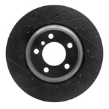 R1 02-08 BMW 745LI Front Left Drilled & Slotted Black Brake Rotor