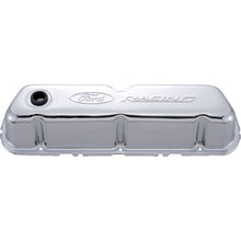 Load image into Gallery viewer, Ford Racing Embosses Logo Stamped Steel Valve Cover Chrome