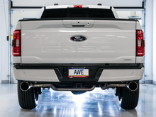 Load image into Gallery viewer, AWE 0FG 21+ Ford F150 Dual Split Rear Exhaust - 5in Chrome Silver Tips