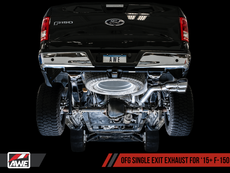 AWE Tuning 2015+ Ford F-150 0FG Single Exit Performance Exhaust System w/4.5in Chrome Silver Tips
