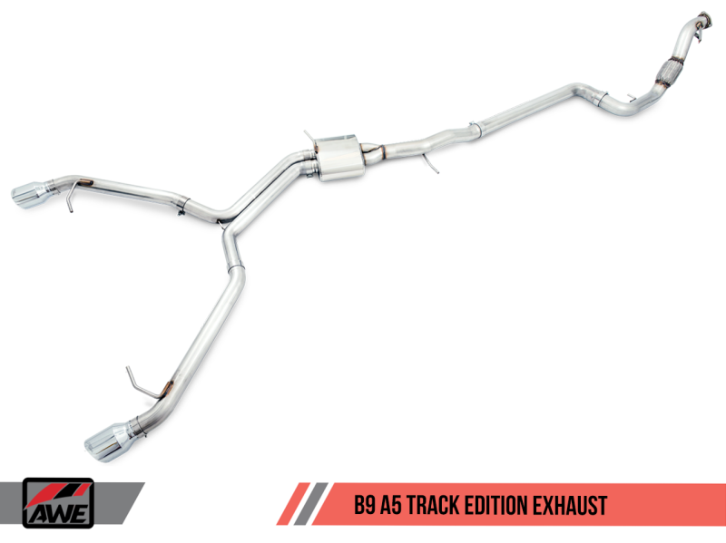 AWE Tuning Audi B9 A5 Track Edition Exhaust Dual Outlet - Diamond Black Tips (Includes DP)