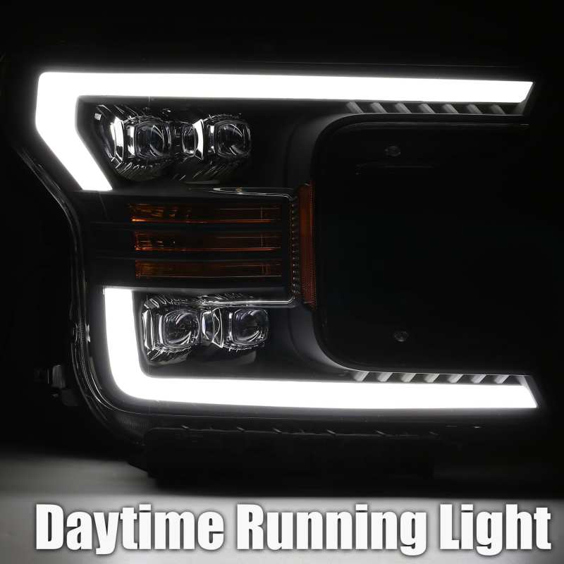 AlphaRex 18-19 Ford F-150 NOVA LED Projector Headlights Plank Style Chrome w/ActivLight/Seq Signal