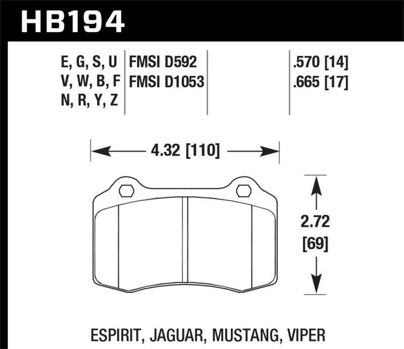 Hawk DTC-80 2000 Ford Mustang SVT Cobra R 5.4L Front Race Brake Pads