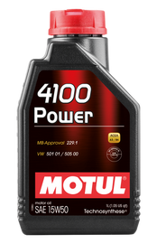 Motul 1L Engine Oil 4100 POWER 15W50 - VW 505 00 501 01 - MB 229.1