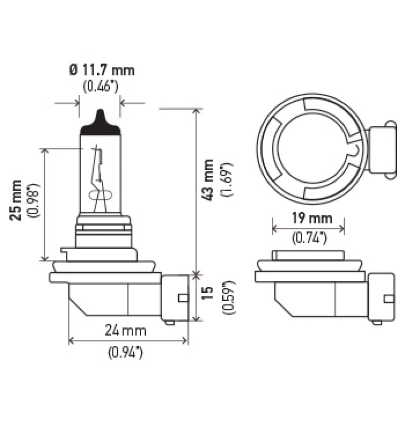 Hella Optilux H8 12V/35W XB Xenon White Bulb (pair)