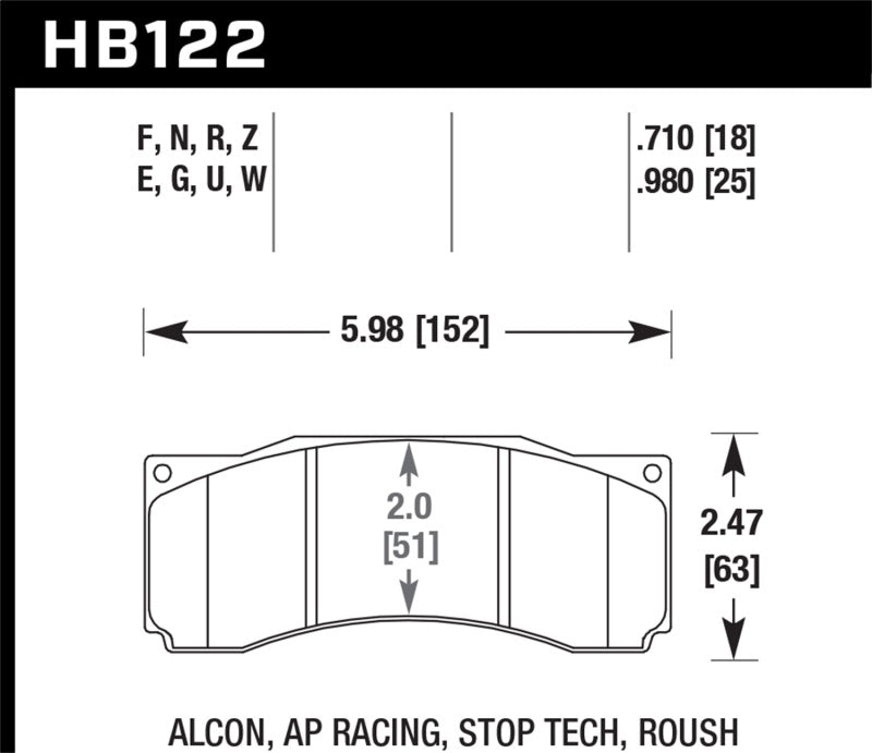Hawk DTC-80 AP Racing Alcon Race Brake Pads