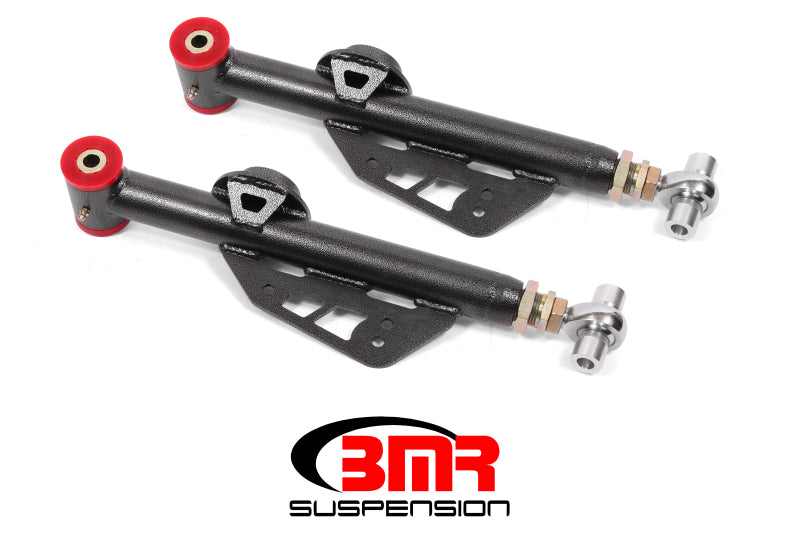 BMR 99-04 Ford Mustang Adj. Lower Control Arms Poly/Rod End Combo - Black Hammertone