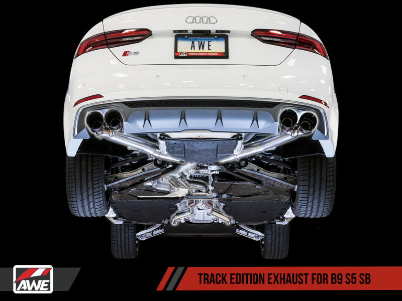 AWE Tuning Audi B9 S5 Sportback Track Edition Exhaust - Non-Resonated (Silver 102mm Tips)