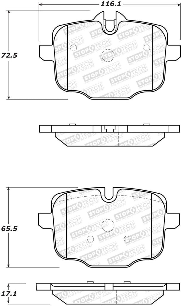 StopTech 11-17 BMW 530i Street Brake Pads w/Shims & Hardware - Rear