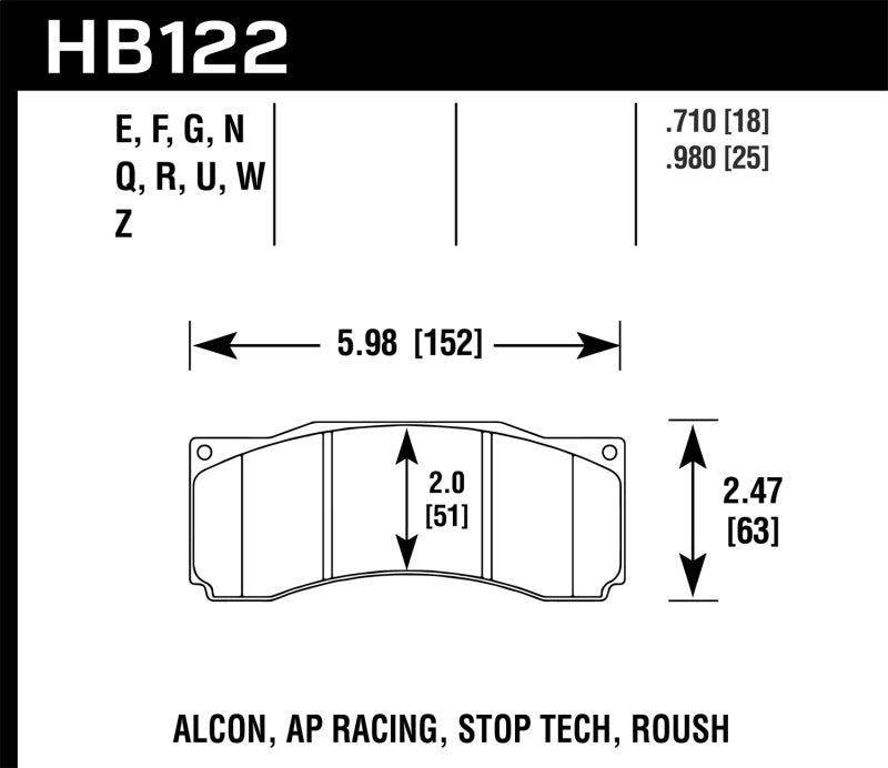 Hawk DTC-80 AP Racing Alcon Race Brake Pads