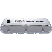 Load image into Gallery viewer, Ford Racing Ford Mustang Logo Stamped Steel Chrome Valve Covers