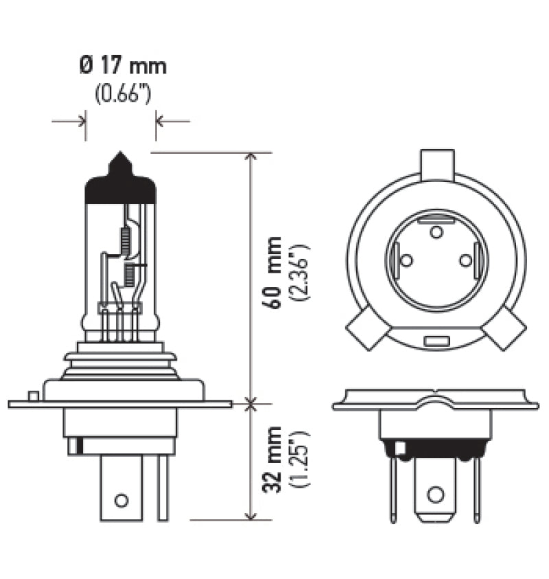 Hella Optilux H4 12V / 60/55W XY Xenon Yellow Bulb